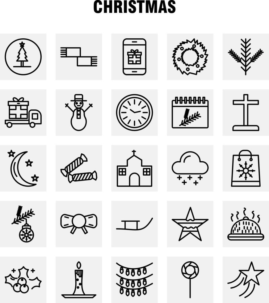 conjunto de ícones de linha de natal para infográficos kit uxui móvel e design de impressão incluem calendário de caixa de presente de viagem de caminhão natal coleção de natal logotipo infográfico moderno e pictograma vetor