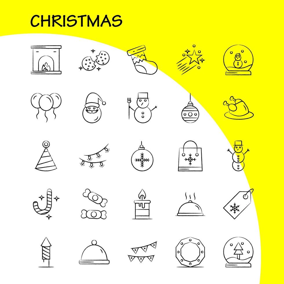 ícone desenhado à mão de natal para impressão na web e kit uxui móvel, como luz de vela natal astronomia lua espaço estrela pictograma vetor de pacote