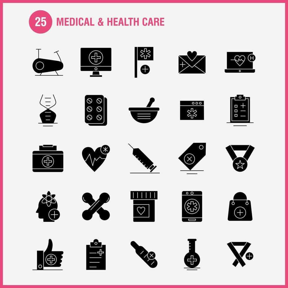 ícone de glifo sólido médico e de saúde para impressão na web e kit uxui móvel, como frasco de bandeira de hospital de laboratório médico vetor de pacote de pictograma de hospital médico de saúde