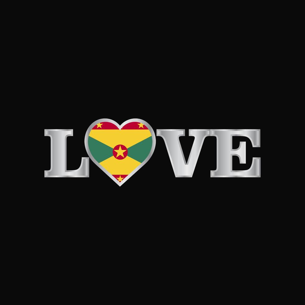 tipografia de amor com vetor de design de bandeira de granada