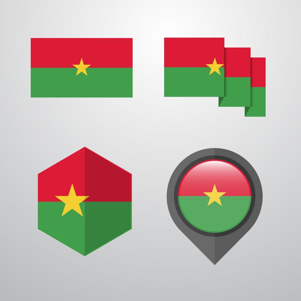 vetor de conjunto de design de bandeira de burkina faso