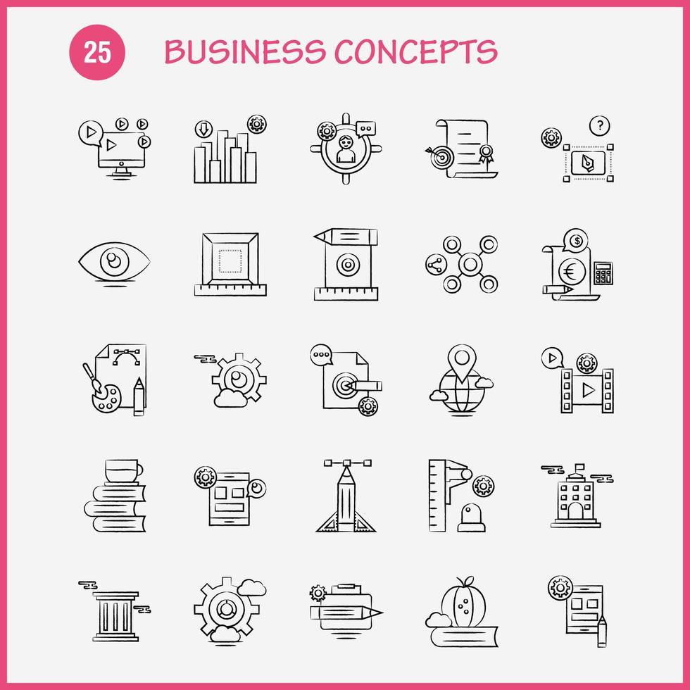 conceitos de negócios ícones desenhados à mão definidos para infográficos kit uxui móvel e design de impressão incluem placa de direção direção direita disquete coleção nuvem infográfico moderno logotipo um vetor