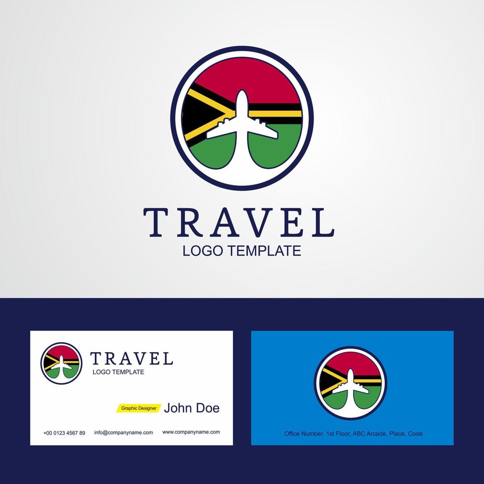 logotipo de bandeira de círculo criativo de viagem vanuatu e design de cartão de visita vetor