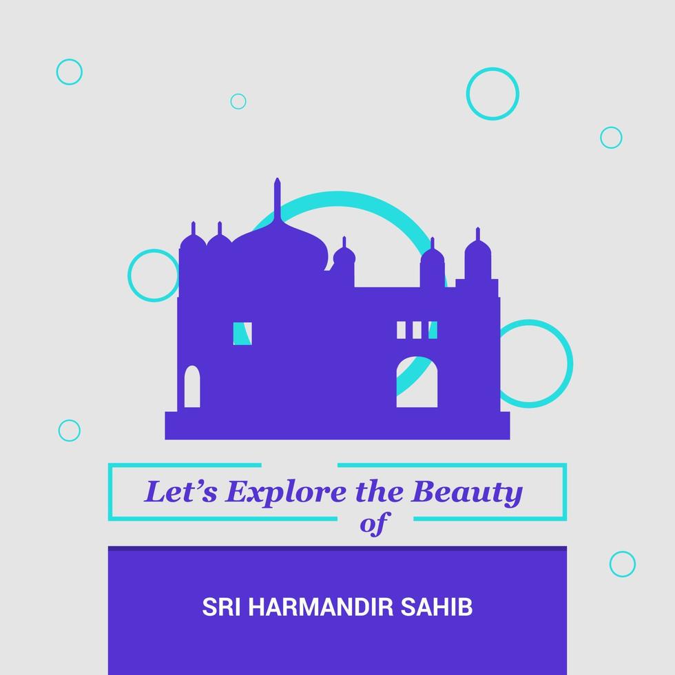 vamos explorar a beleza dos marcos nacionais de sri harmandir sahib amritsa índia vetor