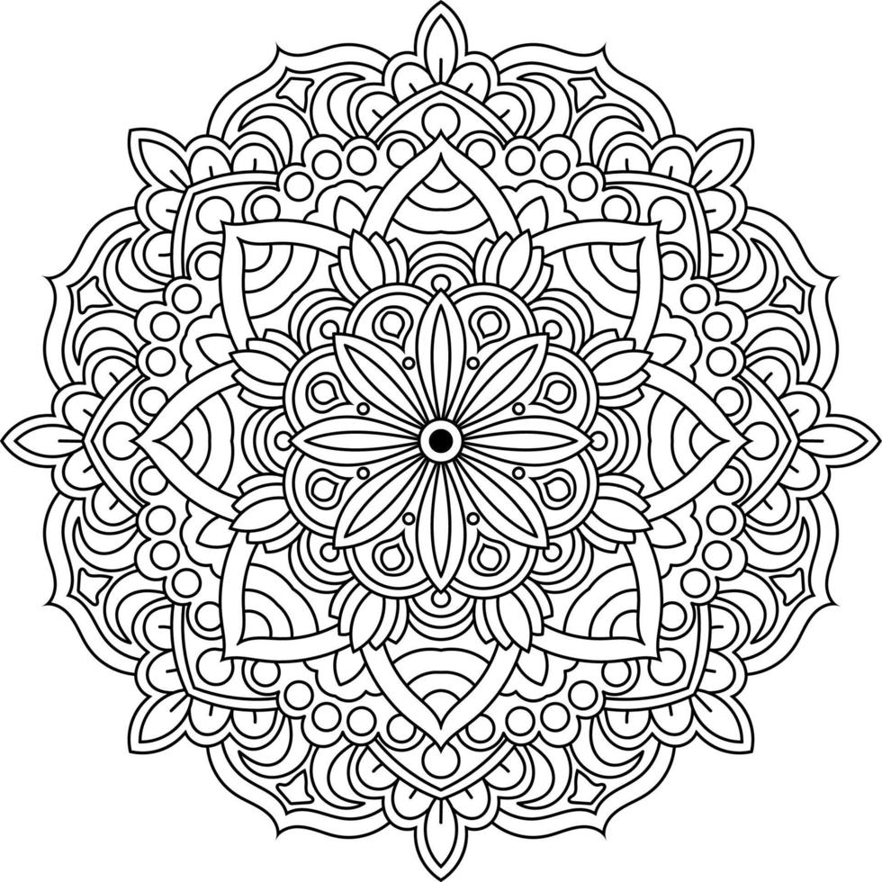 padrão de mandala floral para livro de colorir para adultos vetor