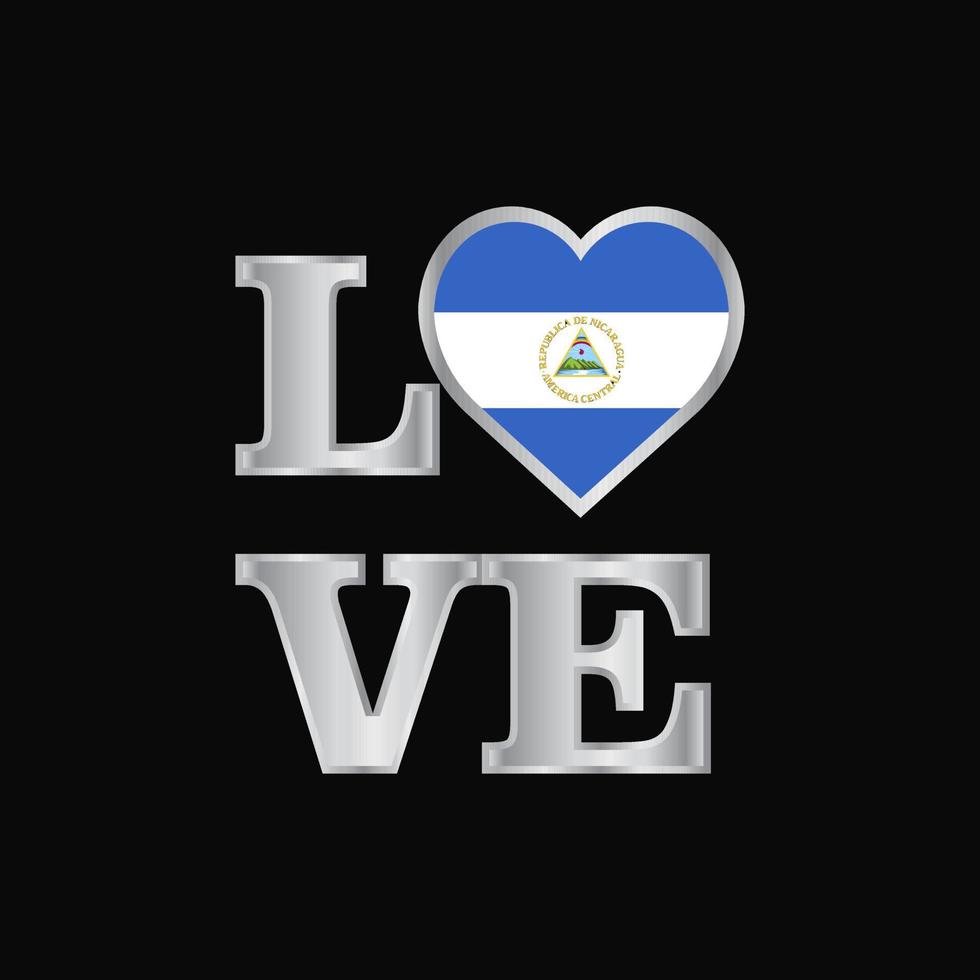 tipografia de amor vetor de design de bandeira da nicarágua letras bonitas