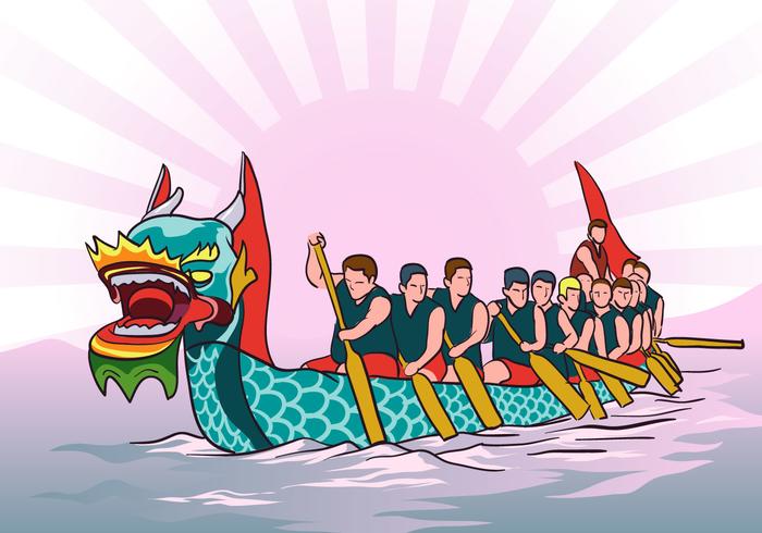 Dragon Boat Vector Background Corrida