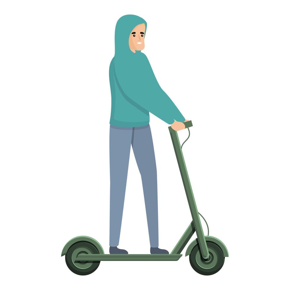 ícone de scooter elétrico de mulher muçulmana, estilo cartoon vetor