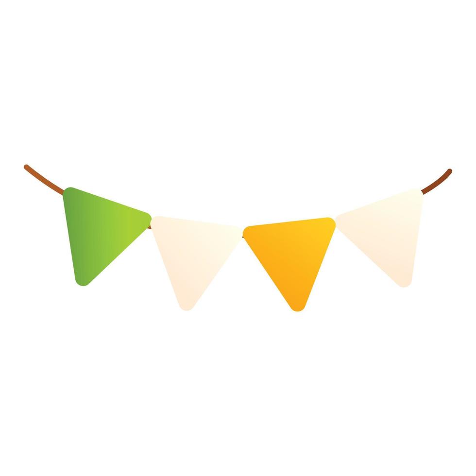 ícone de bandeiras de arame de férias na irlanda, estilo de desenho animado vetor