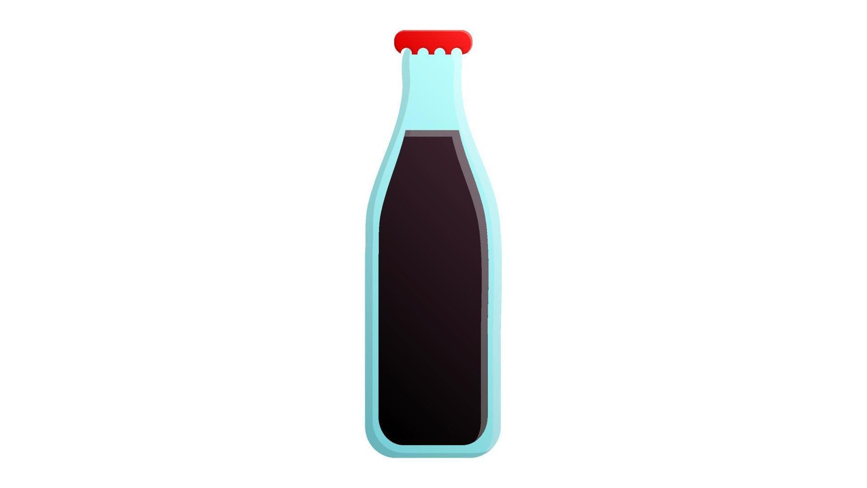 cor preta coca-cola em uma garrafa de vidro em um fundo branco, ilustração vetorial. cola para beber fast food. limonada prejudicial. refrigerante para beber, muito açúcar na bebida vetor