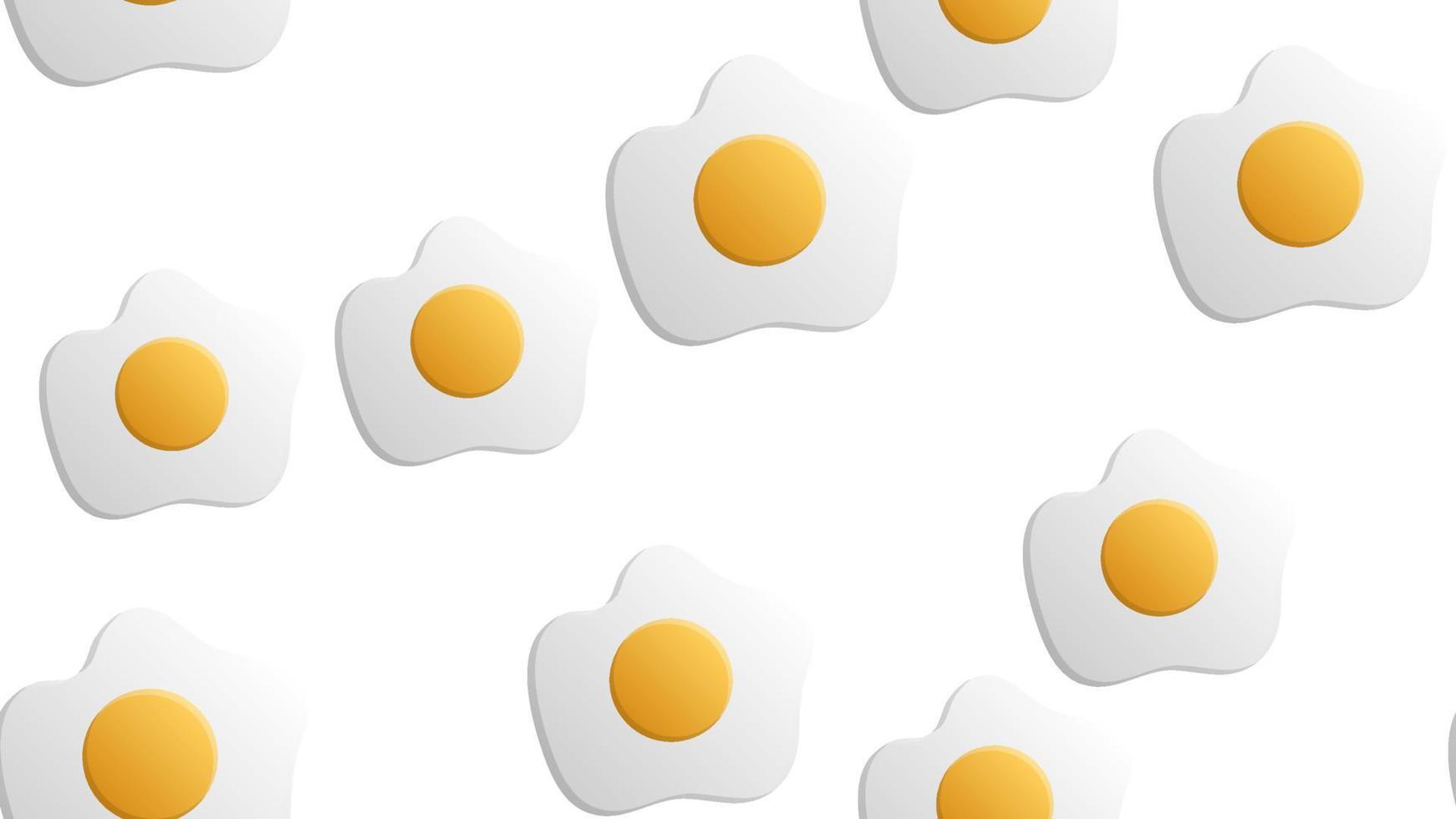 ovos mexidos em um fundo branco, ilustração vetorial, padrão. ovo com gema amarela. delicioso café da manhã. ilustração perfeita. decoração de fast food vetor