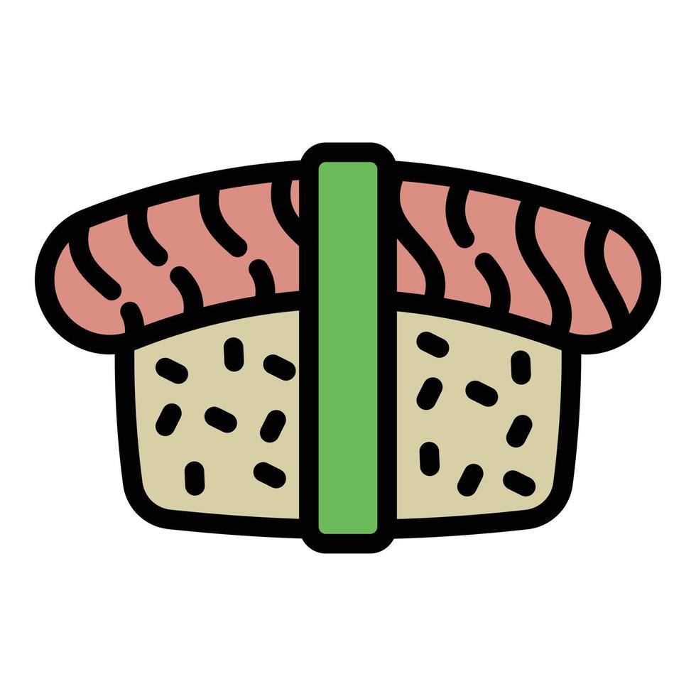 ícone de rolo de sushi de peixe de arroz, estilo de estrutura de tópicos vetor