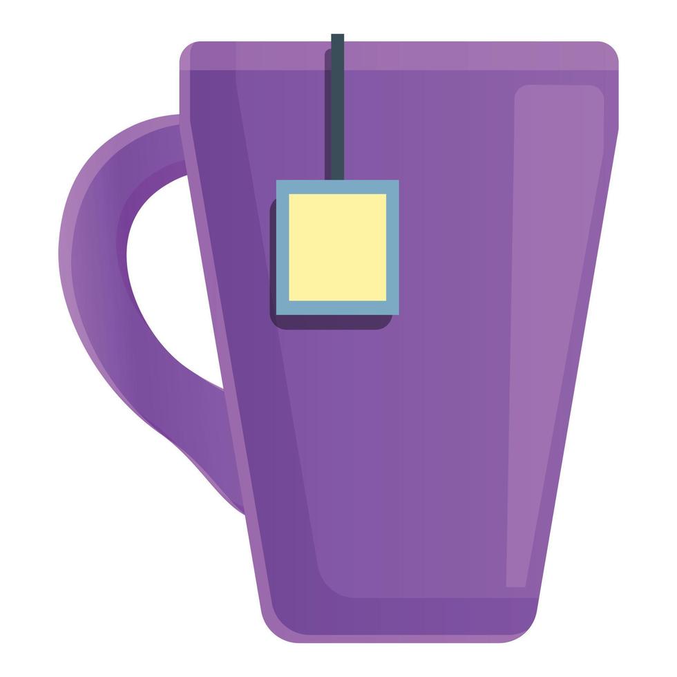 ícone de caneca de chá violeta, estilo cartoon vetor