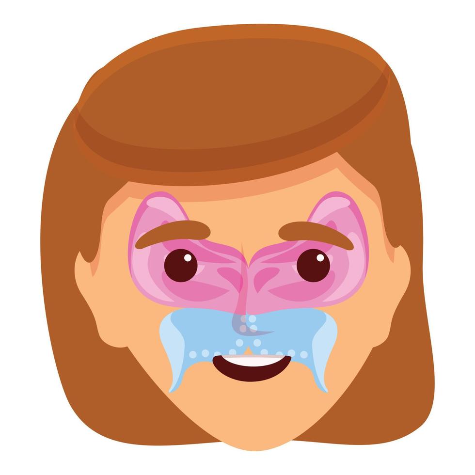 ícone de máscara engraçada de pintura de rosto, estilo de desenho animado vetor