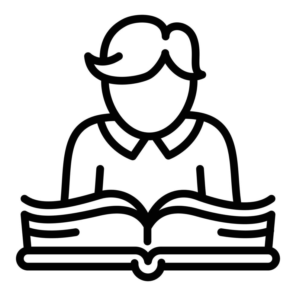 criança lendo ícone de livro, estilo de estrutura de tópicos vetor