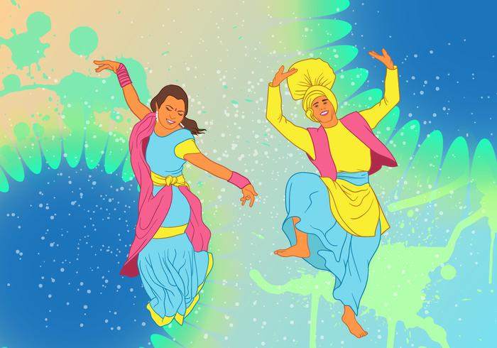 Bhangra dança no fundo festival do ano novo vetor