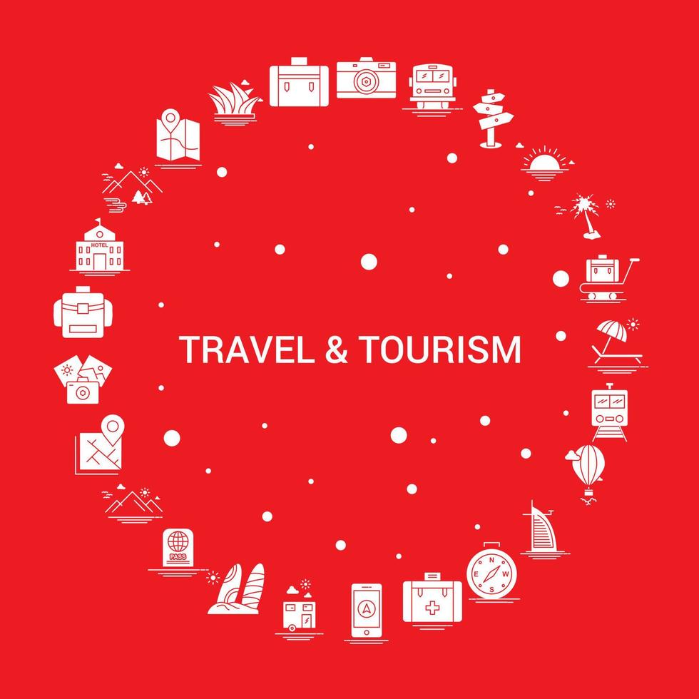 modelo de vetor infográfico de conjunto de ícones de viagens e turismo