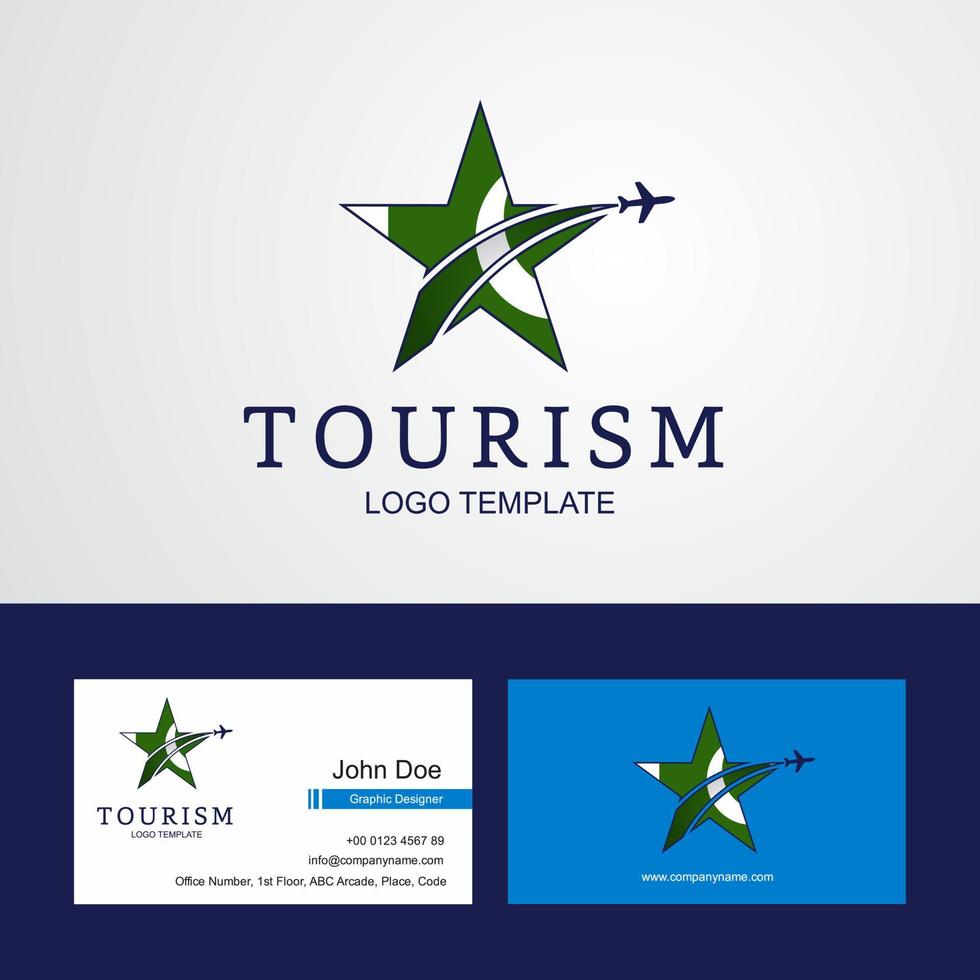 bandeira do paquistão de viagem logotipo da estrela criativa e design de cartão de visita vetor