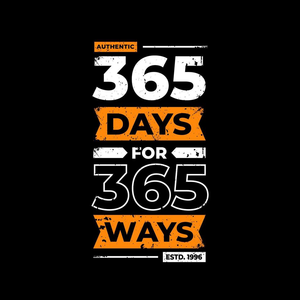 365 dias para design de camiseta preta 365 maneiras vetor
