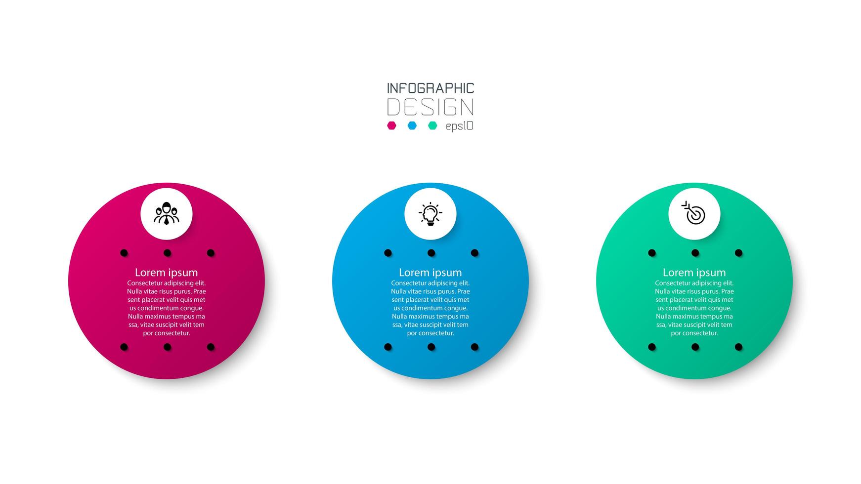 conjunto de ícones de infográfico de círculo colorido redondo vetor