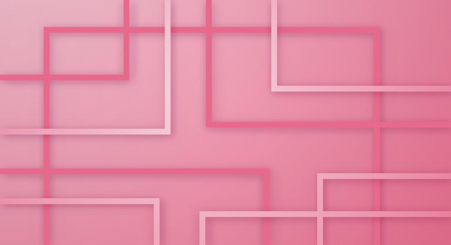linhas de corte de papel de linhas geométricas quadradas 3d abstratas com padrão de decoração realista de cores claras rosa vetor