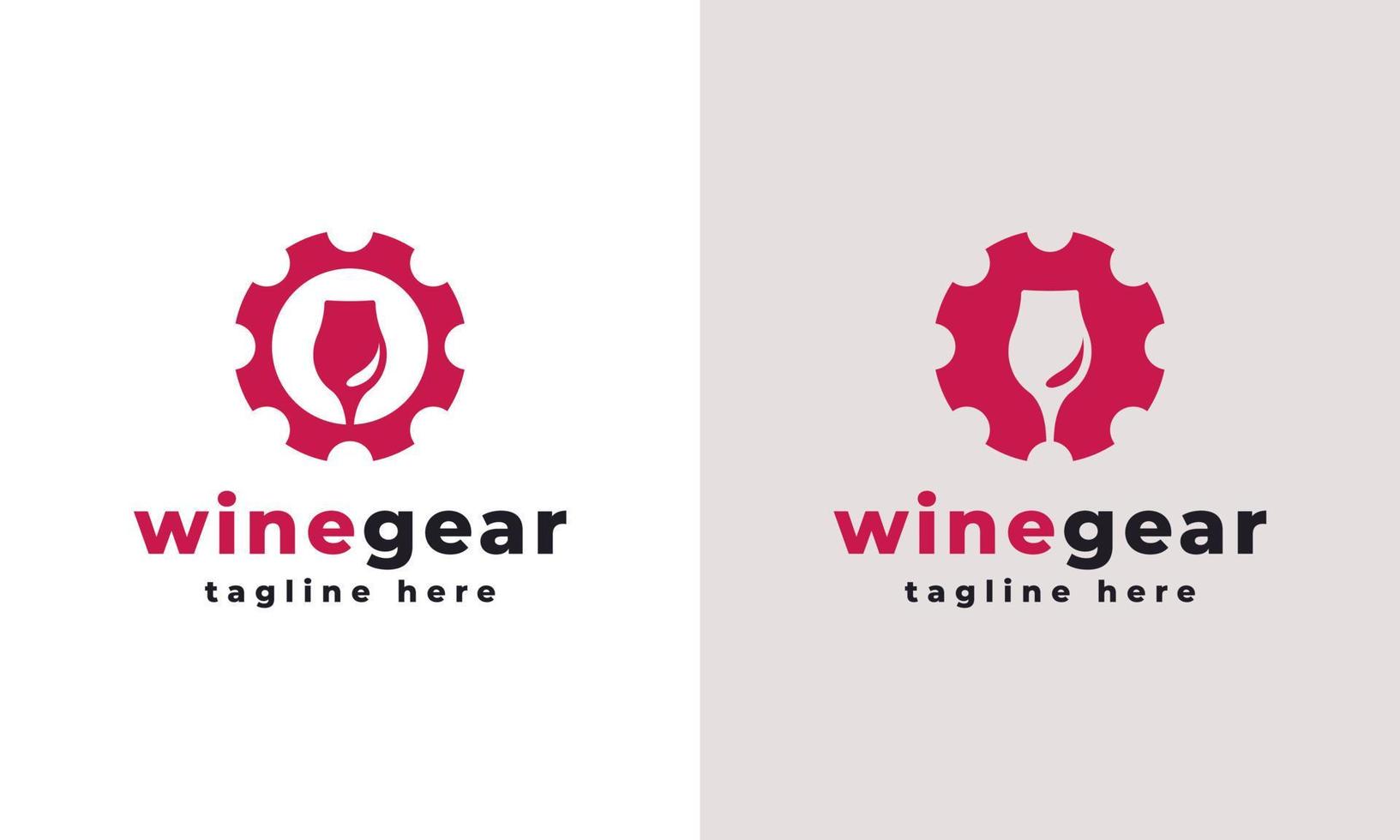 modelo de design de ícone de combinação de logotipo de indústria de engrenagem de vidro de vinho vetor