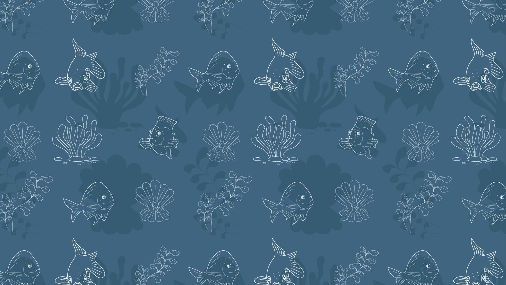 design de fundo azul padrão de peixe sem costura vetor