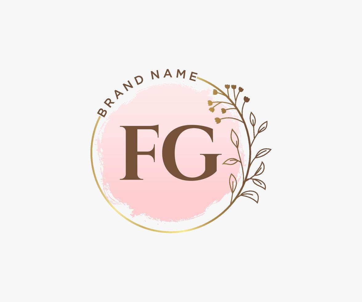 logo feminino inicial fg. utilizável para logotipos de natureza, salão, spa, cosméticos e beleza. elemento de modelo de design de logotipo de vetor plana.