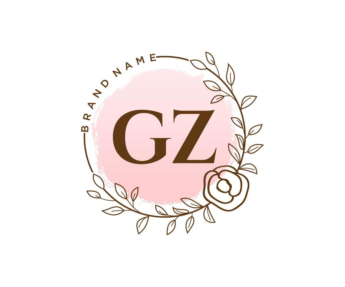 logotipo feminino gz inicial. utilizável para logotipos de natureza, salão, spa, cosméticos e beleza. elemento de modelo de design de logotipo de vetor plana.