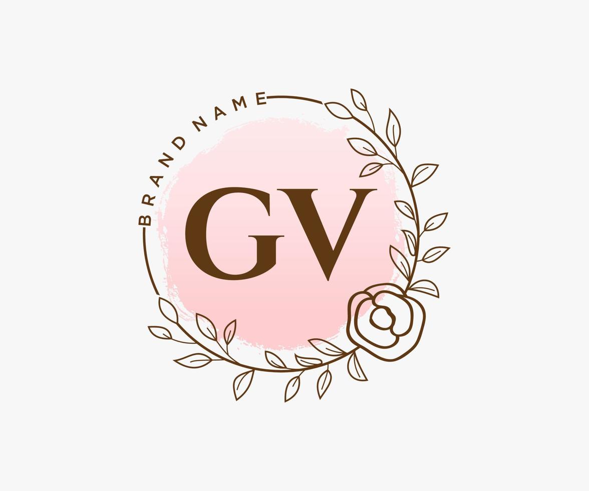 logotipo feminino gv inicial. utilizável para logotipos de natureza, salão, spa, cosméticos e beleza. elemento de modelo de design de logotipo de vetor plana.