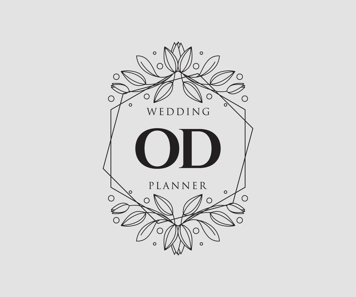 coleção de logotipos de monograma de casamento de letra inicial od, modelos modernos minimalistas e florais desenhados à mão para cartões de convite, salve a data, identidade elegante para restaurante, boutique, café em vetor