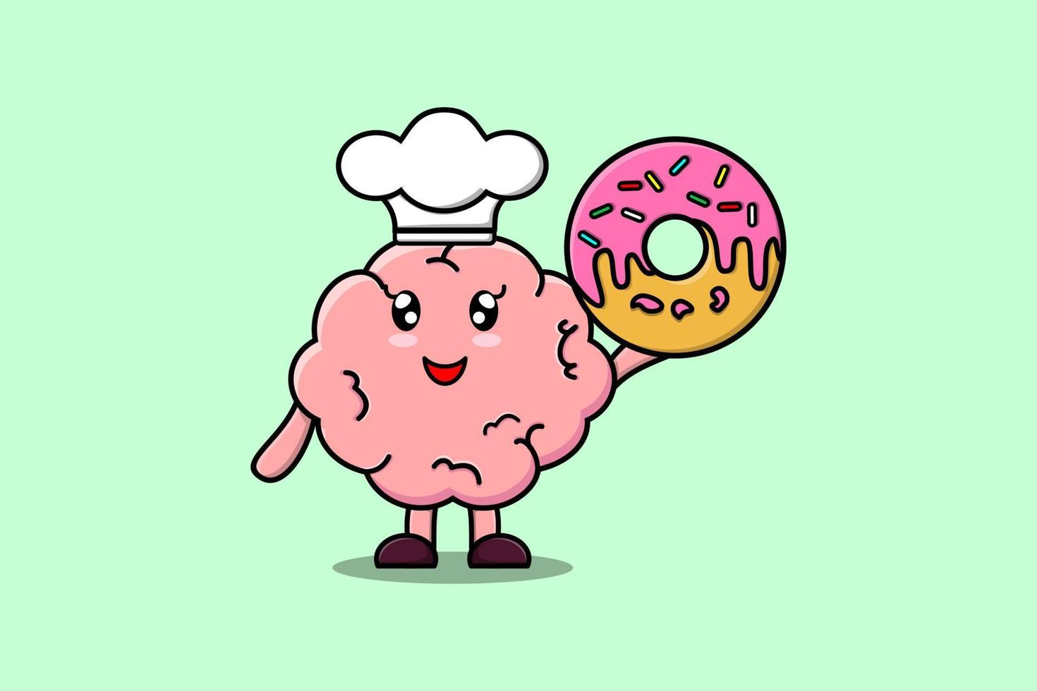 rosquinhas de personagem de chef de cérebro bonito dos desenhos animados vetor