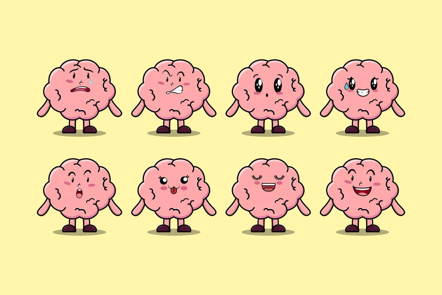 definir a expressão do personagem de desenho animado do cérebro kawaii vetor