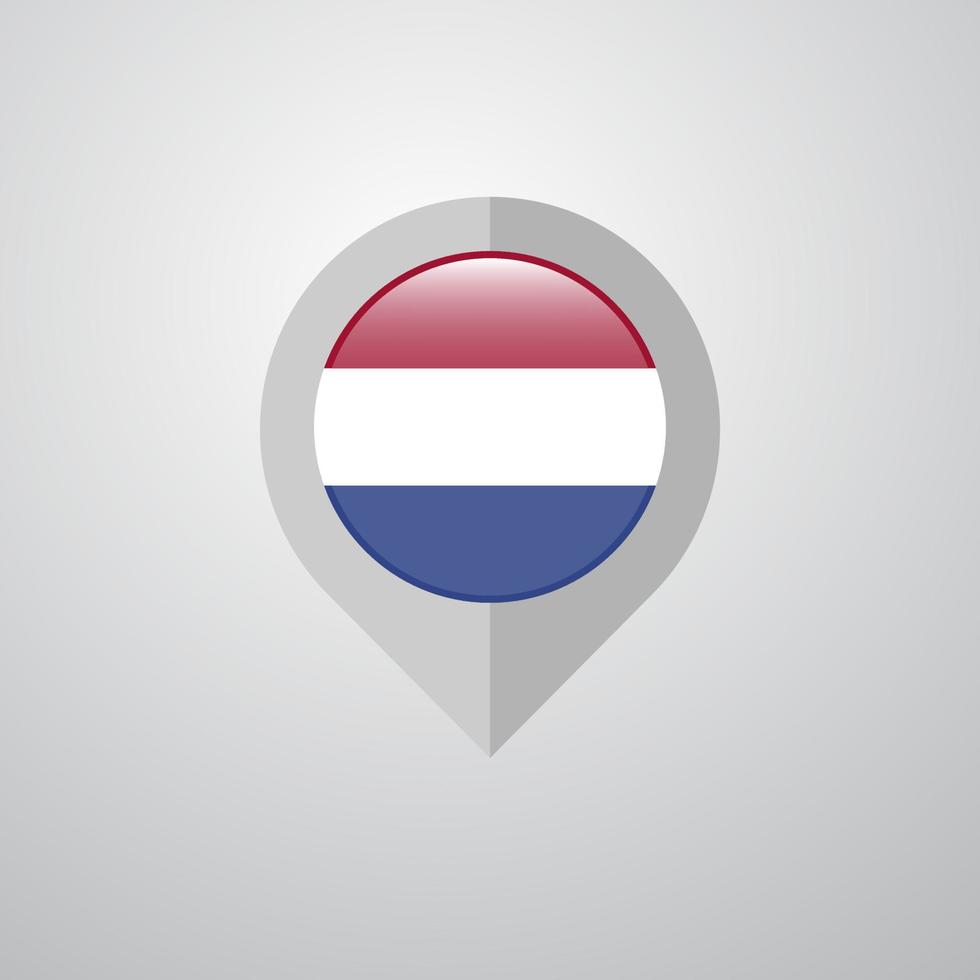 ponteiro de navegação de mapa com vetor de design de bandeira holandesa