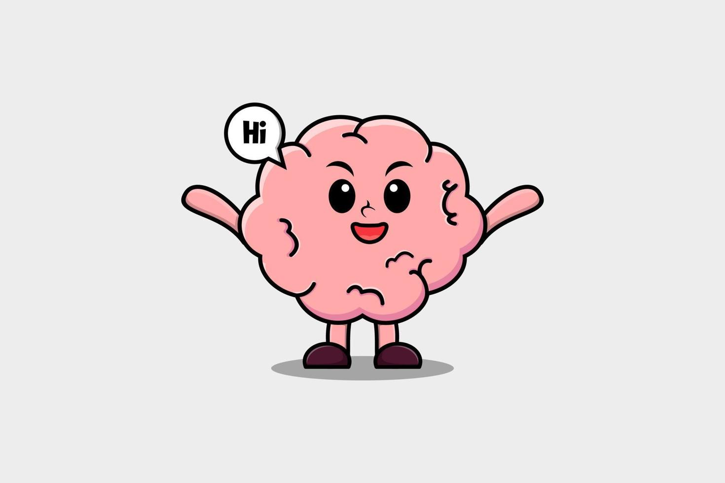 personagem de cérebro bonito dos desenhos animados com expressão feliz vetor