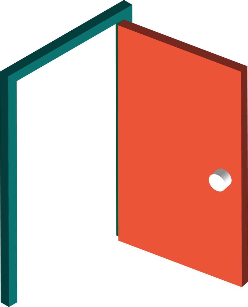 ilustração de porta aberta em estilo 3d isométrico vetor