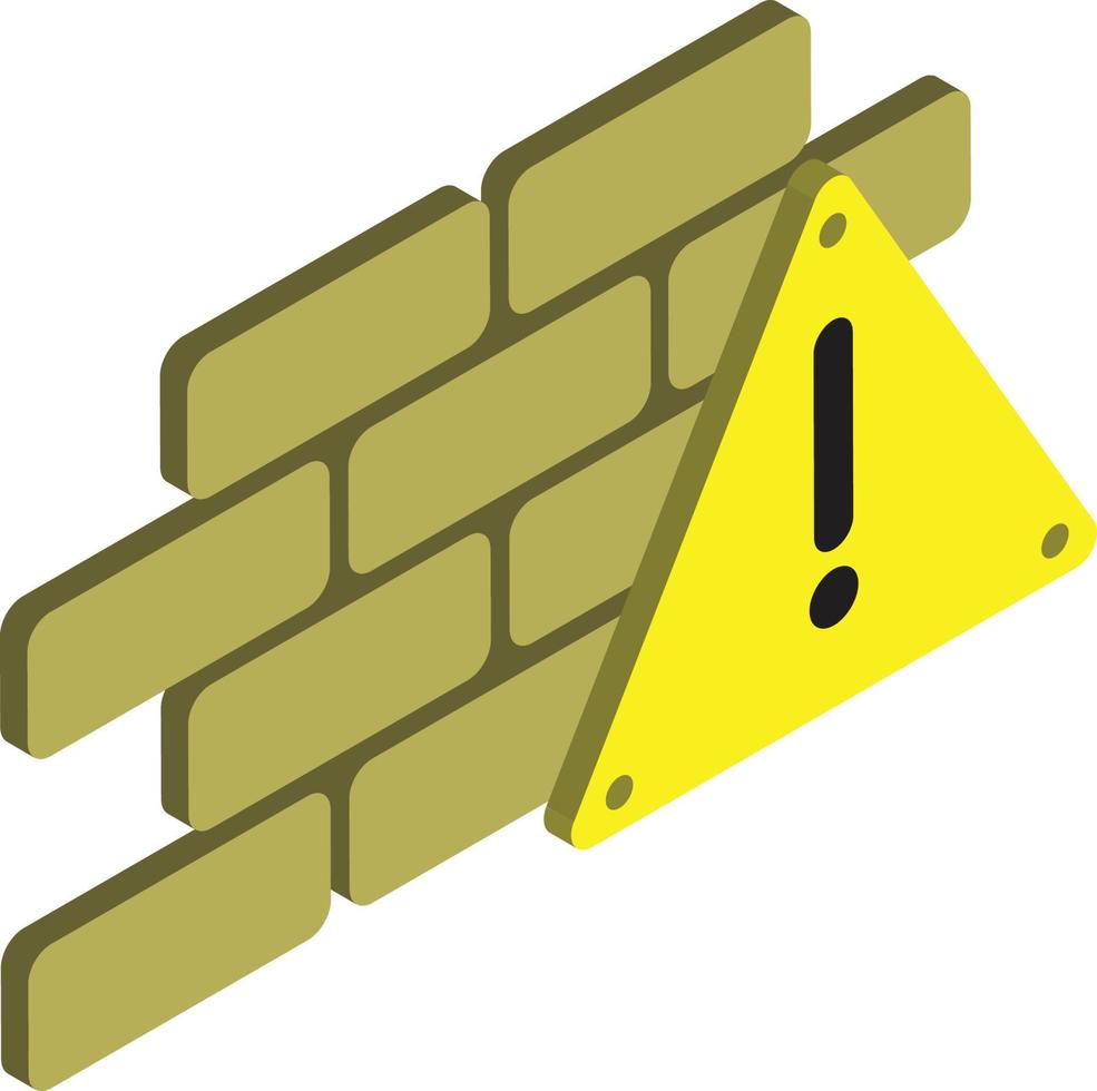 ilustração de sinal de aviso de construção em estilo 3d isométrico vetor