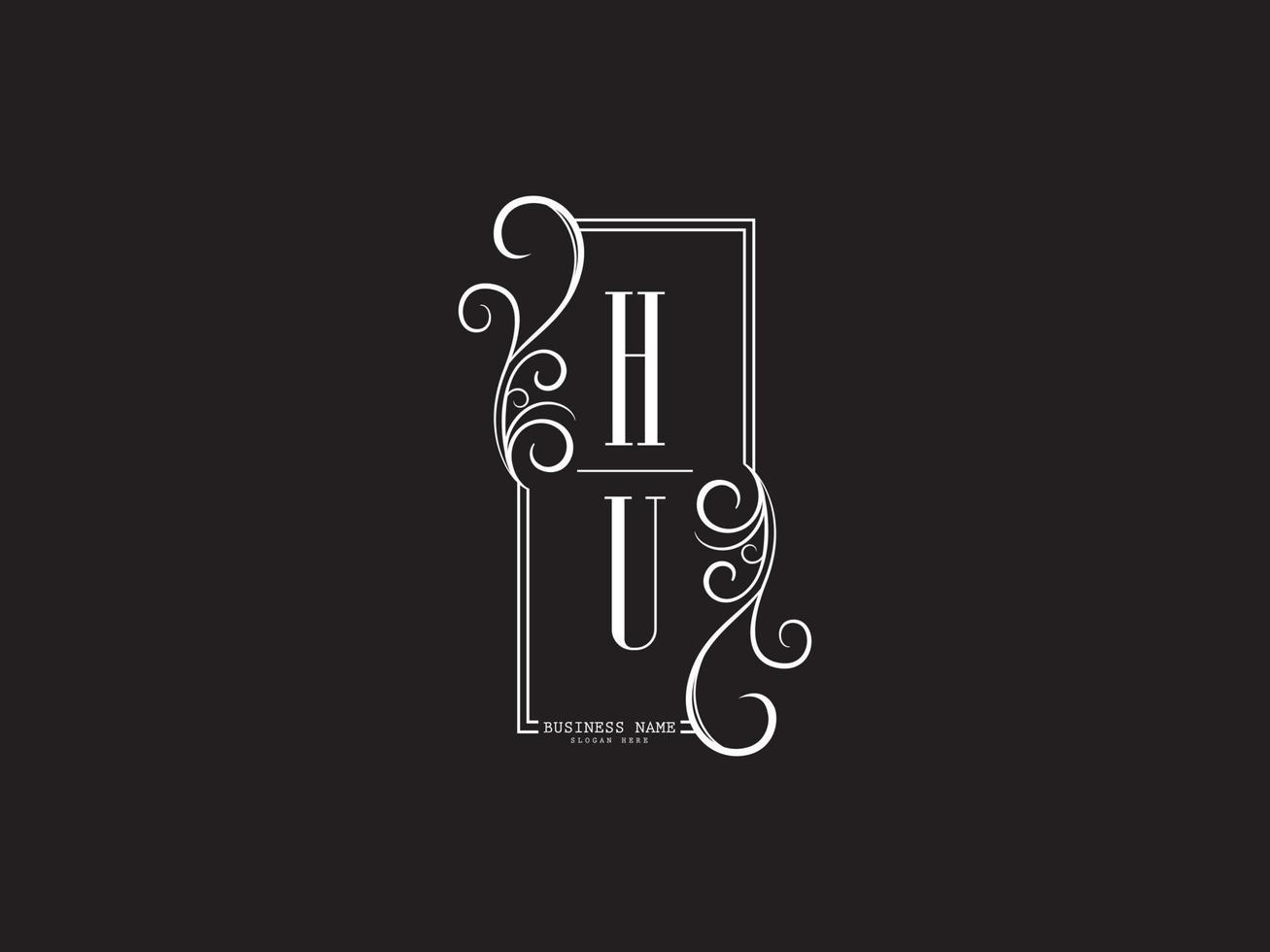 minimalista hu uh design de imagem vetorial de carta de logotipo de luxo vetor