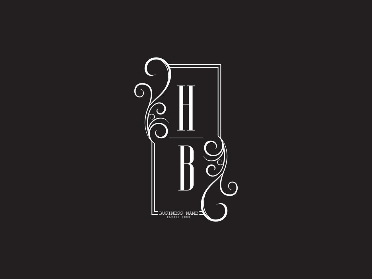 design minimalista de imagem vetorial de carta de logotipo de luxo hb bh vetor