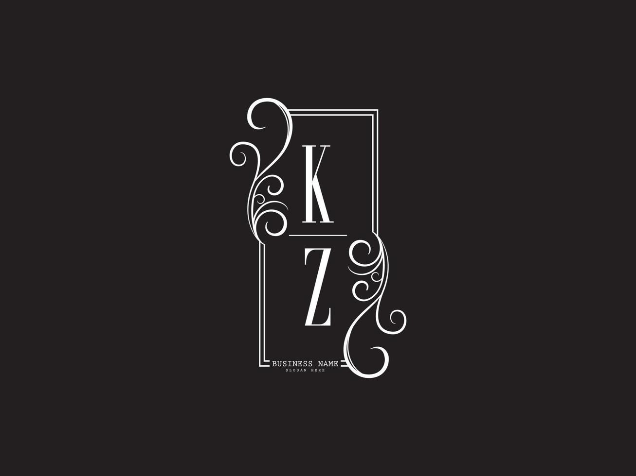 ícone premium do logotipo kz zk, design do logotipo da carta de luxo das iniciais kz vetor