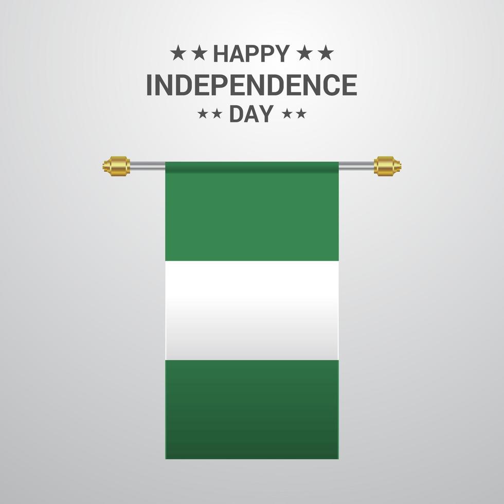 dia da independência da nigéria pendurado fundo da bandeira vetor