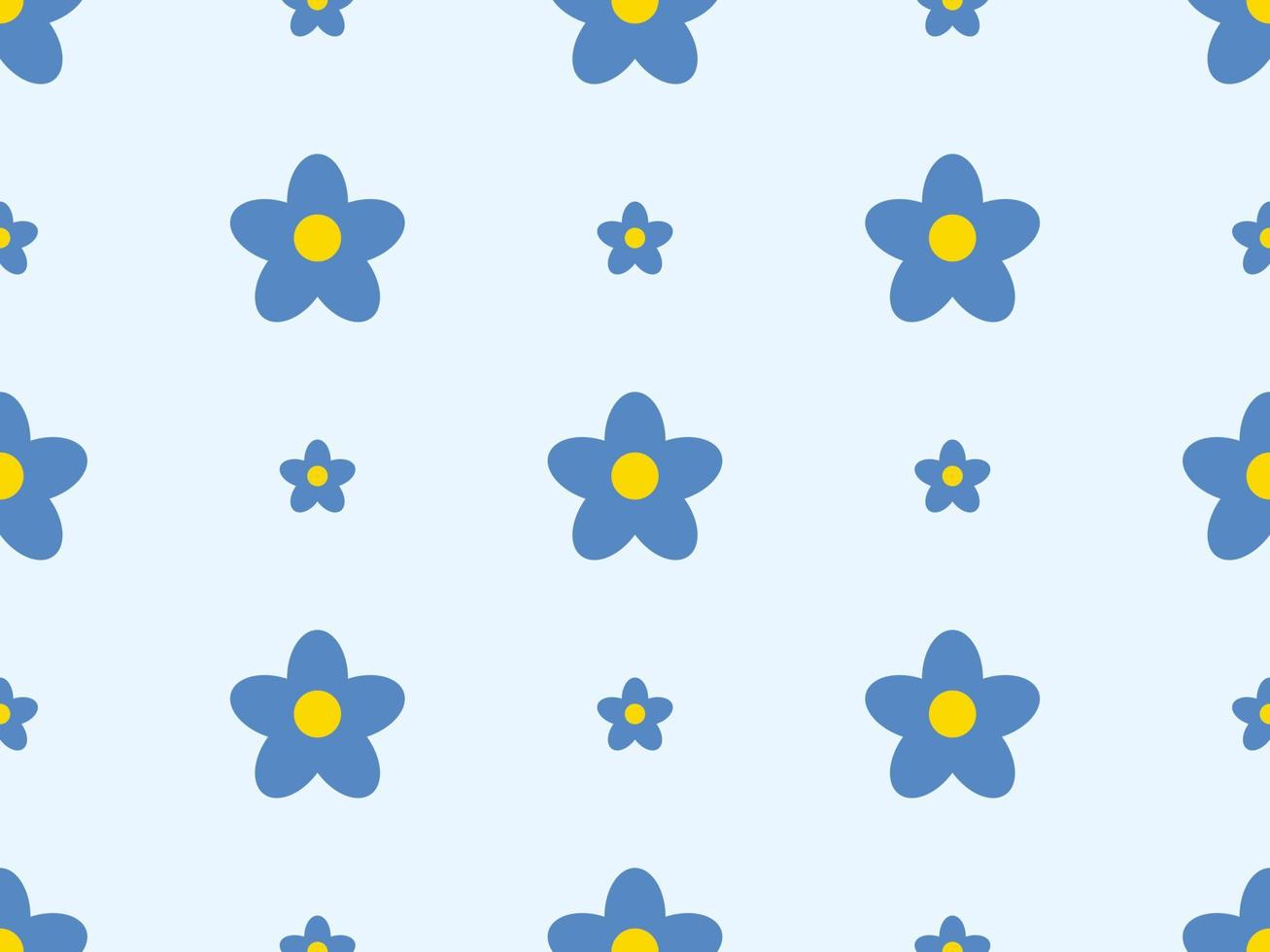 padrão perfeito de personagem de desenho animado de flores sobre fundo azul vetor