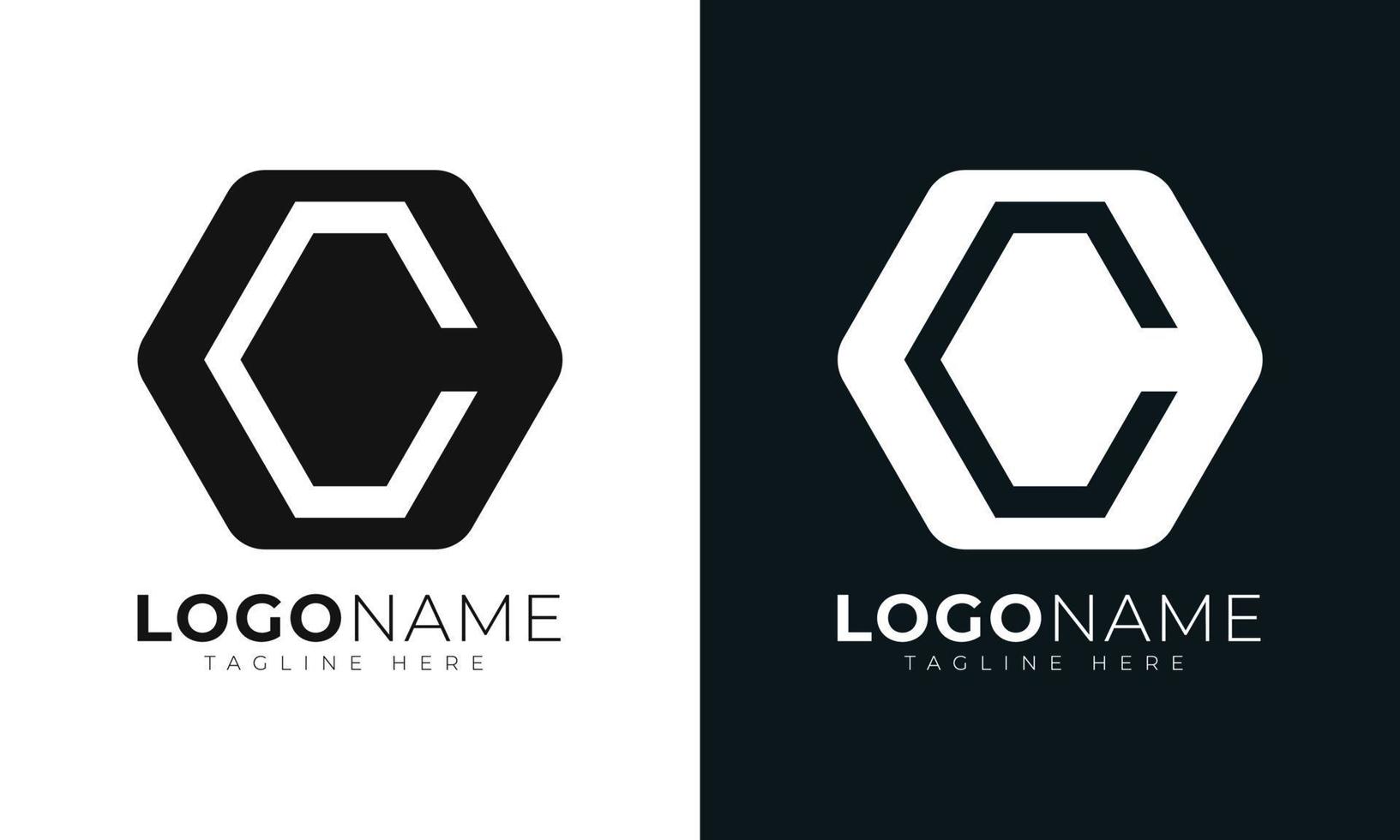 modelo de design de vetor de logotipo de letra inicial c. com formato hexagonal. estilo poligonal.