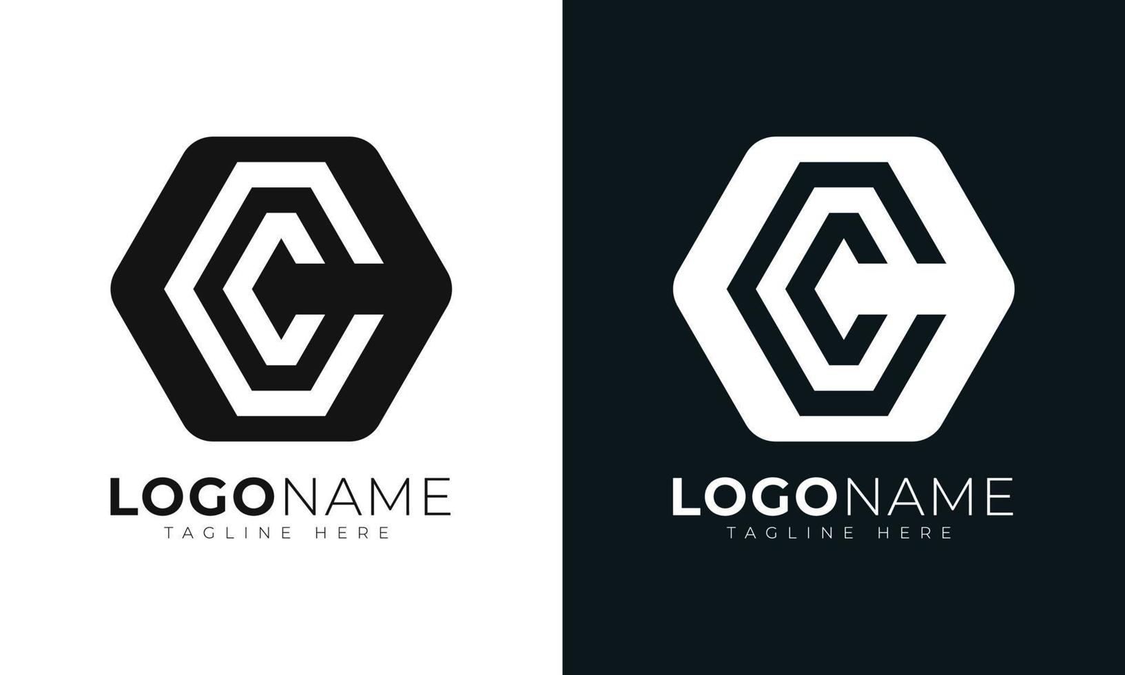 modelo de design de vetor de logotipo de letra inicial c. com formato hexagonal. estilo poligonal.