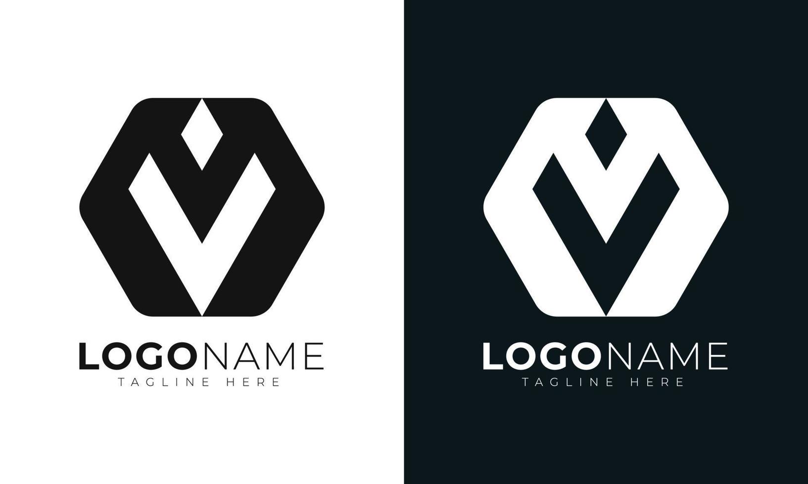 modelo de design de vetor de logotipo de letra inicial v. com formato hexagonal. estilo poligonal.