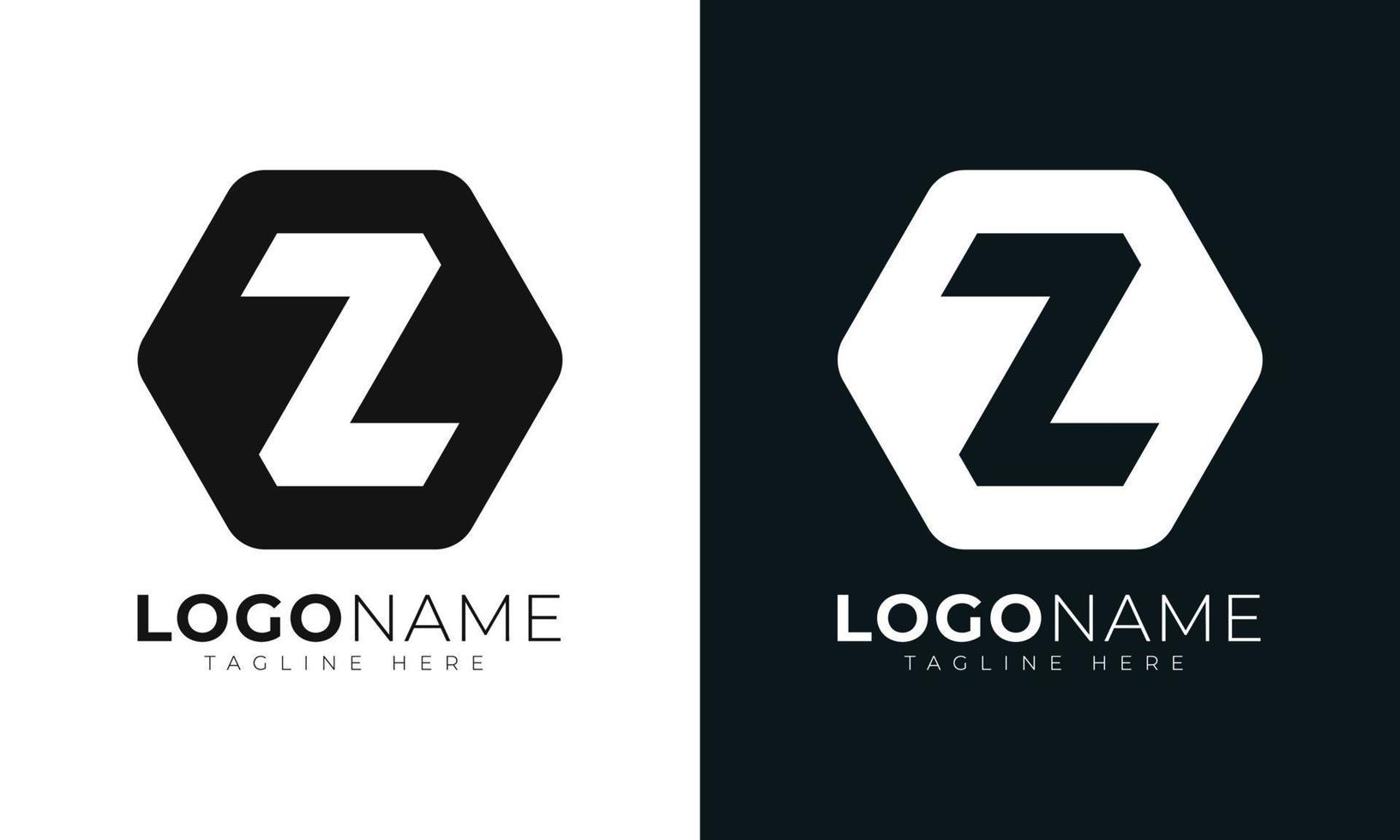 modelo de design de vetor de logotipo de letra inicial z. com formato hexagonal. estilo poligonal.