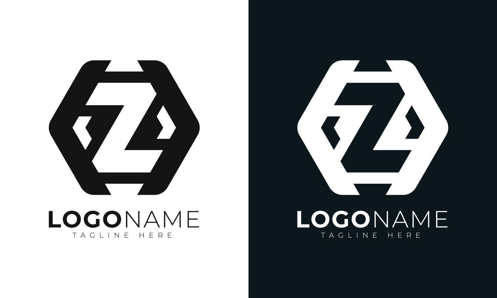 modelo de design de vetor de logotipo de letra inicial z. com formato hexagonal. estilo poligonal.