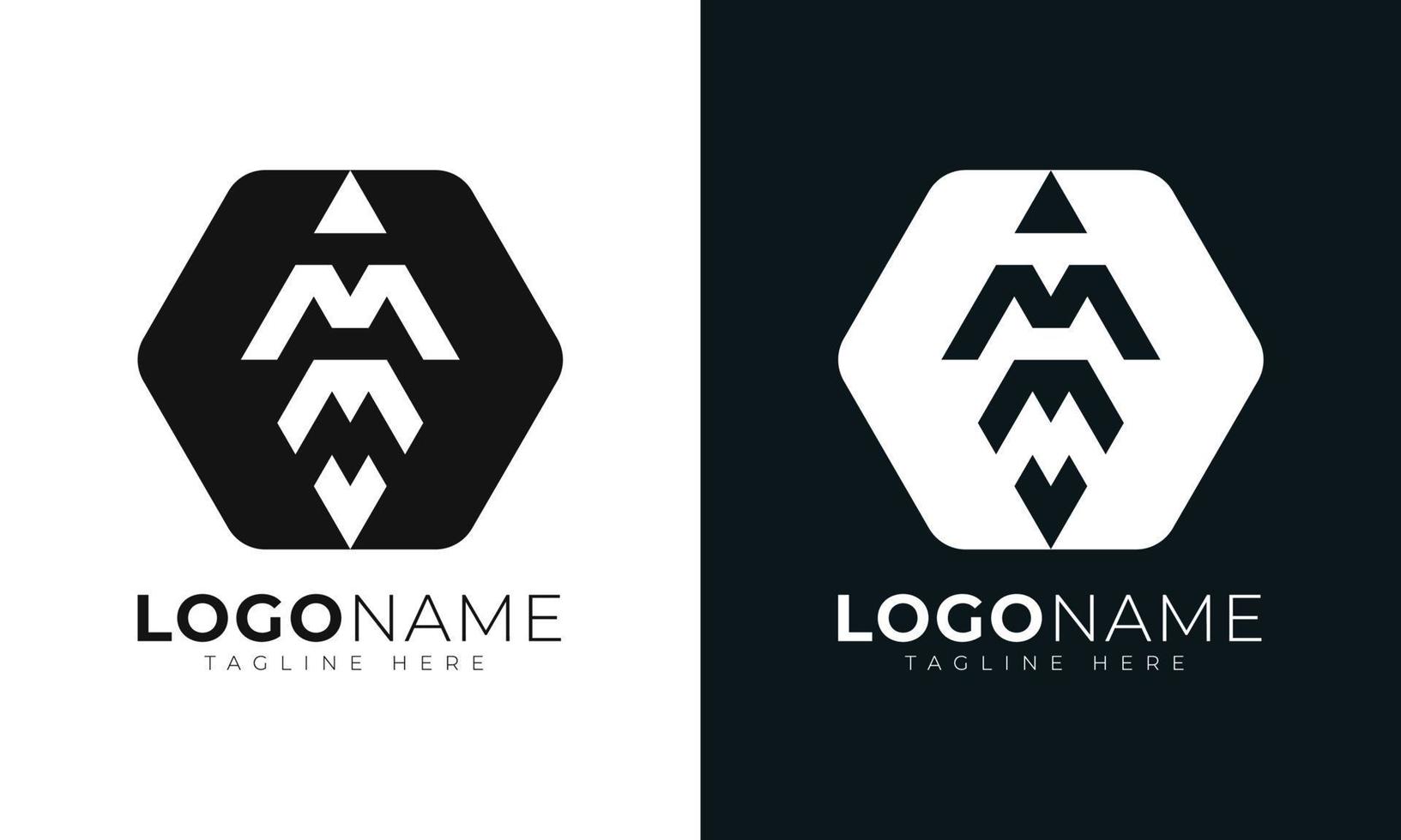 modelo de design de vetor de logotipo de letra inicial m. com formato hexagonal. estilo poligonal.