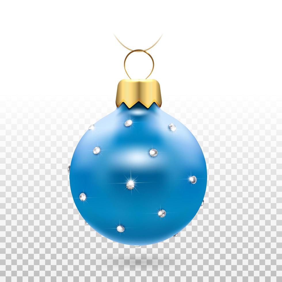 enfeite de bola de natal azul brilhante com diamantes vetor