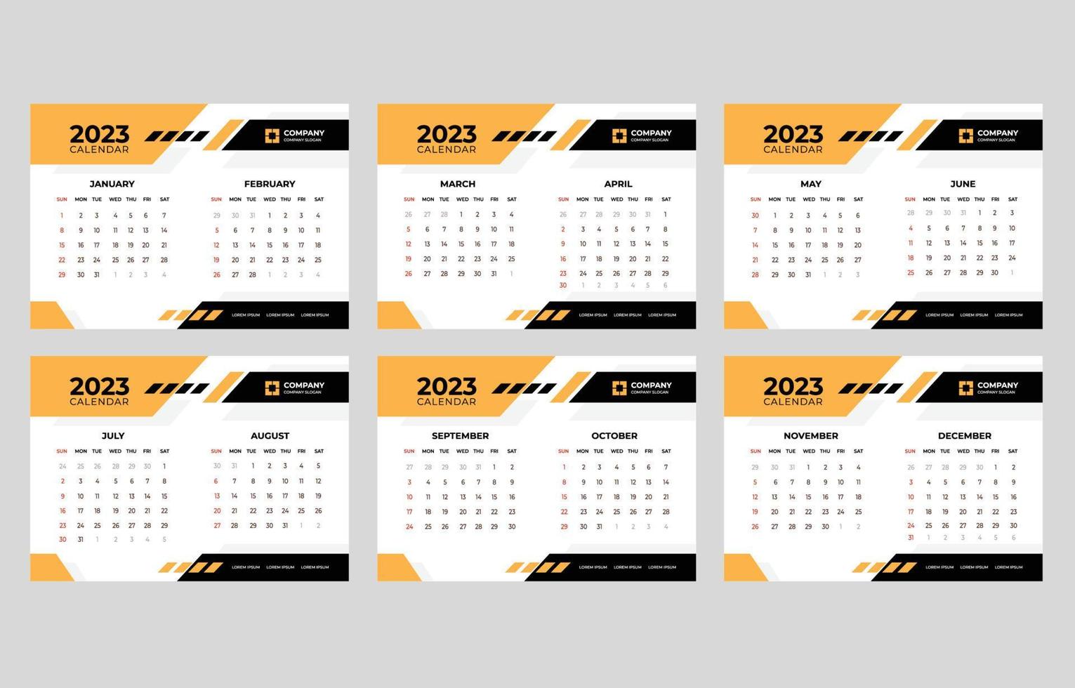 modelo de calendário de negócios 2023 vetor